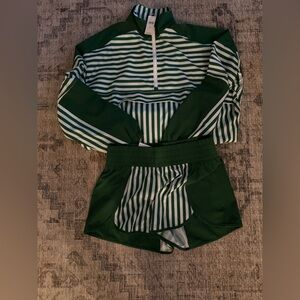 Beach Riot Green and White Striped Set SIZE MED